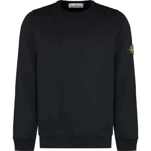Cotton crew-neck sweatshirt with logo patch , male, Sizes: L, XL, 2XL, M - Stone Island - Modalova