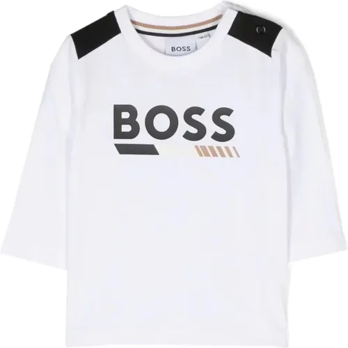 Weißes Baumwoll-Jersey Baby Jungen T-Shirt - Hugo Boss - Modalova