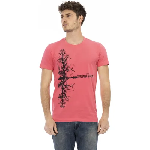 Casual T-Shirt mit kurzen Ärmeln und Rundhalsausschnitt , Herren, Größe: L - Trussardi - Modalova