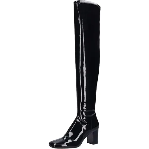 Schwarze Overknee-Stiefel mit eckiger Spitze , Damen, Größe: 36 EU - Lola Cruz - Modalova