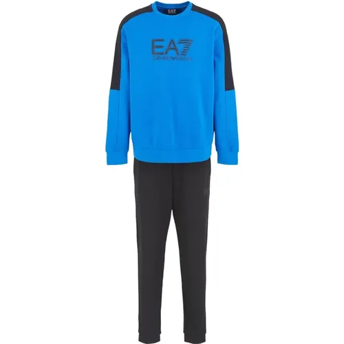 Blau Baumwolle Logo Trainingsanzug Set - Emporio Armani EA7 - Modalova