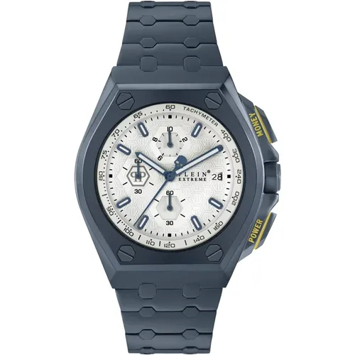 Extreme Blaue Uhr mit Weißem Zifferblatt , Herren, Größe: ONE Size - Philipp Plein - Modalova