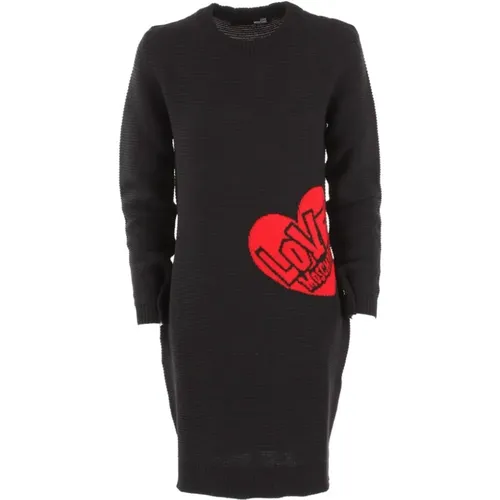 Herzmuster Strickkleid , Damen, Größe: M - Love Moschino - Modalova