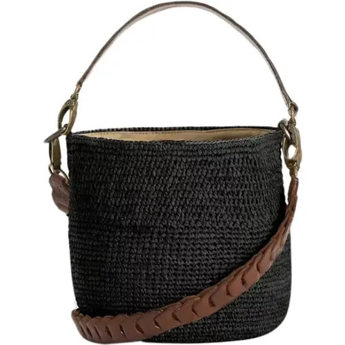 Handgefertigte Raphia Tasche mit Lederdetails , Damen, Größe: ONE Size - Ibeliv - Modalova