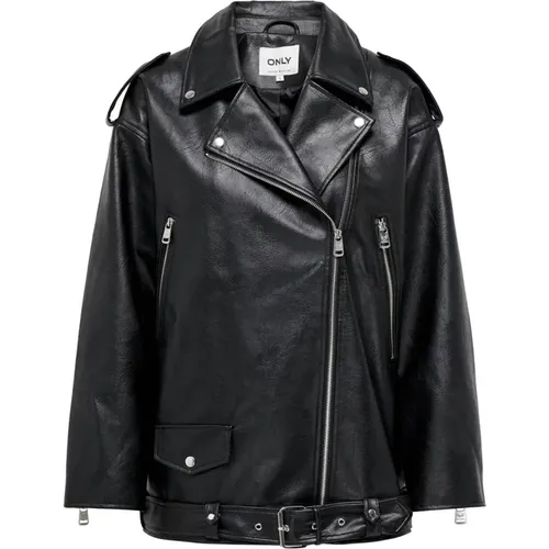 Faux Leather Biker Jacket , female, Sizes: M - Only - Modalova