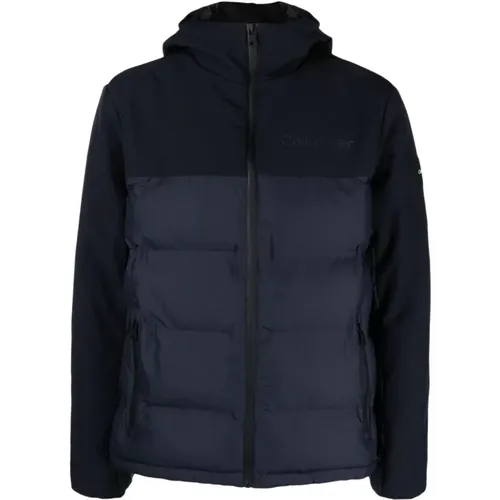 Mix media quilt jacket hood , male, Sizes: L, M, XL, 2XL - Calvin Klein - Modalova