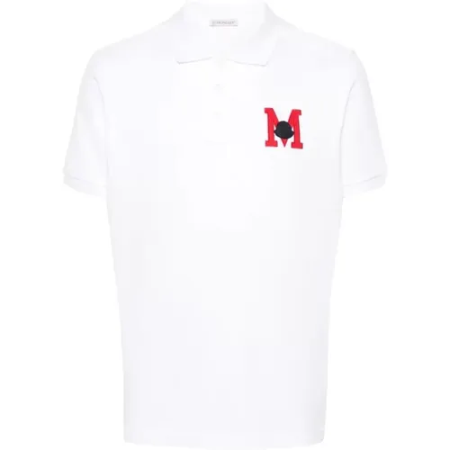 Logo Pique Polo Shirt with Applique , male, Sizes: M, L, XL, 2XL - Moncler - Modalova