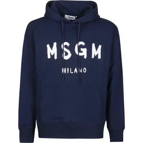 Navy Logo Print Sweatshirt , Herren, Größe: L - Msgm - Modalova