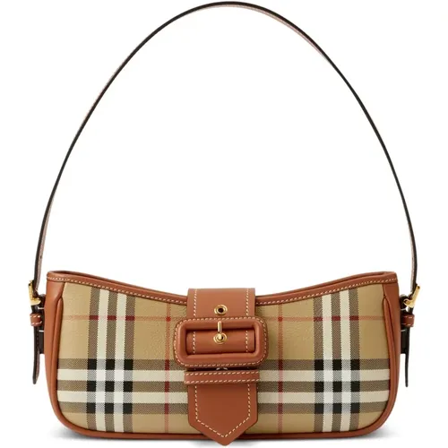 Leather Check Shoulder Bag , female, Sizes: ONE SIZE - Burberry - Modalova