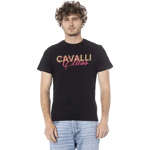 Logo-Print Kurzarm T-Shirt , Herren, Größe: L - Cavalli Class - Modalova