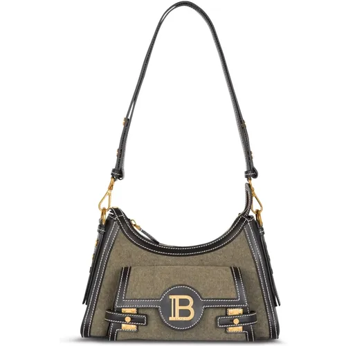 Tasche B-Buzz Hobo aus Leder und Canvas - Balmain - Modalova