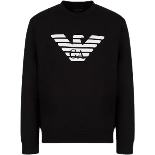 Schwarzer Adler Sweatshirt Langarm , Herren, Größe: L - Emporio Armani - Modalova