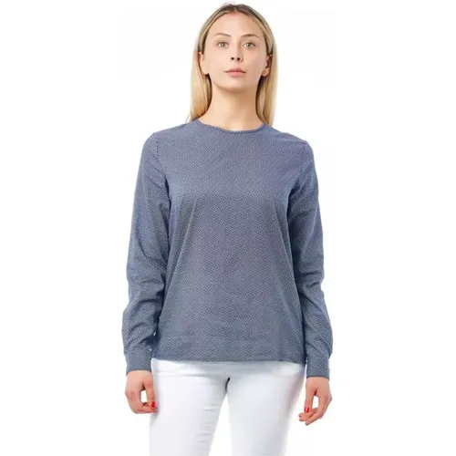 Geometrische Baumwollbluse Blau , Damen, Größe: L - Bagutta - Modalova