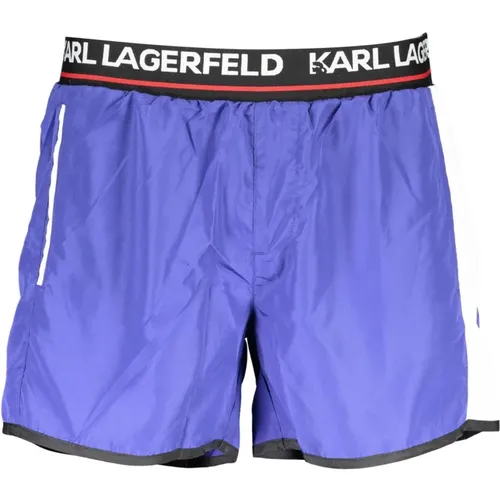 Blaue Herren Badehose mit Kontrastdetails - Karl Lagerfeld - Modalova