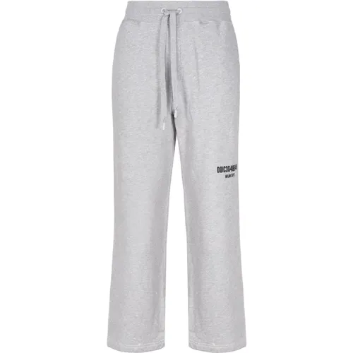 Men's Grey Sweatpants with Logo Print , male, Sizes: M, S, L - Dolce & Gabbana - Modalova