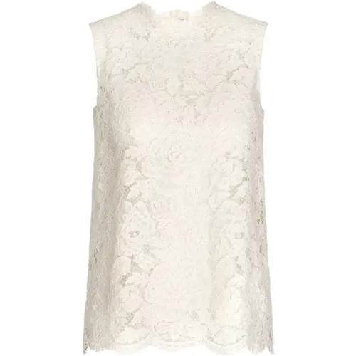 Elegant Lace Sleeveless Top , female, Sizes: 2XS - Dolce & Gabbana - Modalova