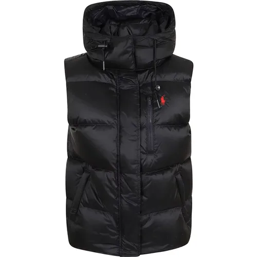 Quilted Down Vest, Water-Repellent, Navy , female, Sizes: XS, 2XS - Polo Ralph Lauren - Modalova