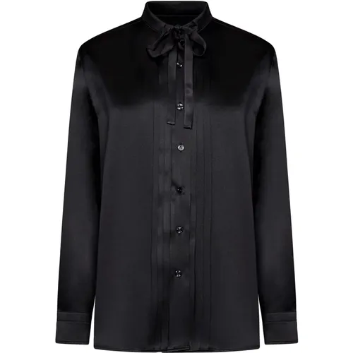 Schwarze Seidenbluse mit gerafftem Detail - Tom Ford - Modalova