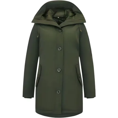 Grüner langer Parka Mantel Frauen , Damen, Größe: M - TheBrand - Modalova