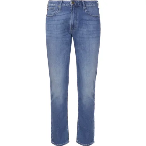 Slim-fit Jeans,Blaue Gewaschene Denim Jeans - Emporio Armani - Modalova