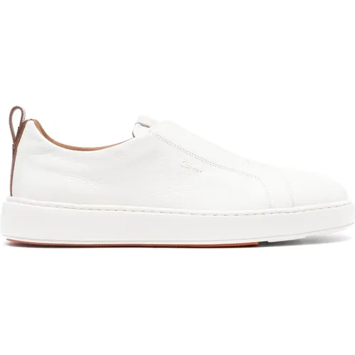 Leather Slip-On Sneakers , male, Sizes: 6 UK, 7 1/2 UK, 6 1/2 UK, 7 UK, 8 1/2 UK - Santoni - Modalova