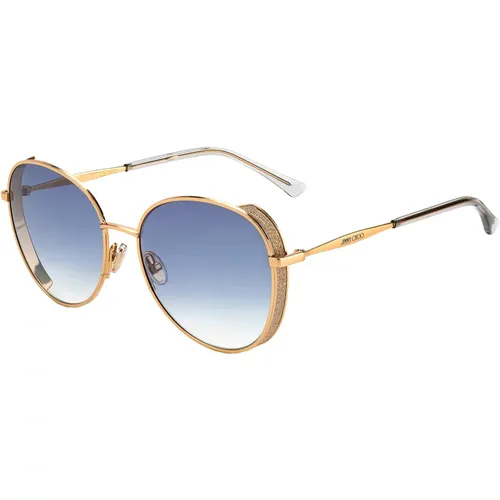 Rose Gold/Blue Shaded Feline Sunglasses , female, Sizes: 58 MM - Jimmy Choo - Modalova