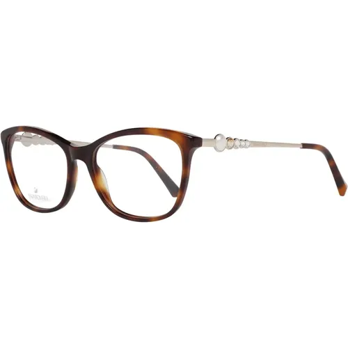 Braune Plastik Vollrand Optische Brillen , Damen, Größe: ONE Size - Swarovski - Modalova