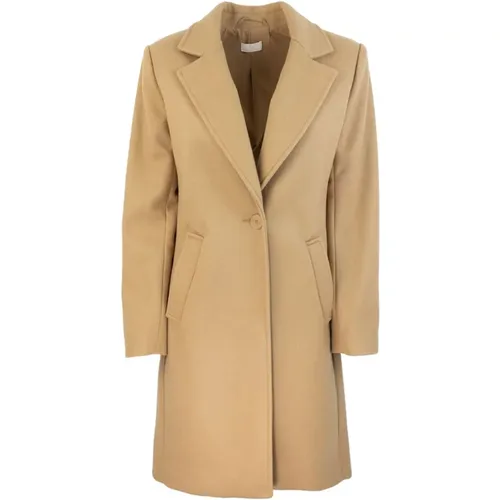 Wool Blend Coat Revers Collar Metal Logo , female, Sizes: L, M, XS, S - Liu Jo - Modalova