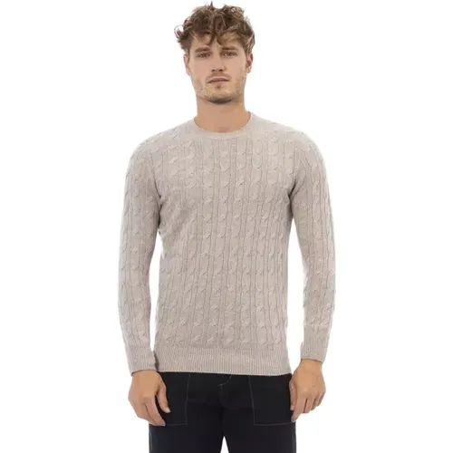 Beiger Kaschmir-Mix-Pullover , Herren, Größe: M - Alpha Studio - Modalova