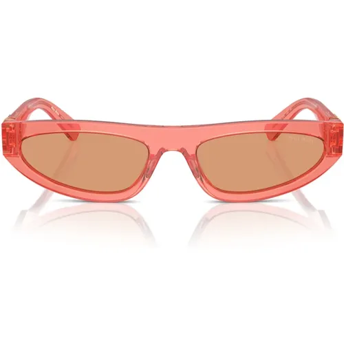 Moderne rote transparente Sonnenbrille mit orangefarbenen Gläsern - Miu Miu - Modalova
