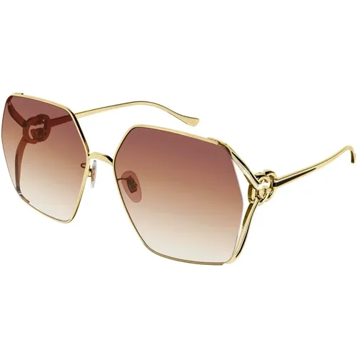 Gold/Pink Shaded Sunglasses,Gold/Brown Shaded Sunglasses,Gold/Grey Shaded Sunglasses,Gold/Red Shaded Sunglasses - Gucci - Modalova