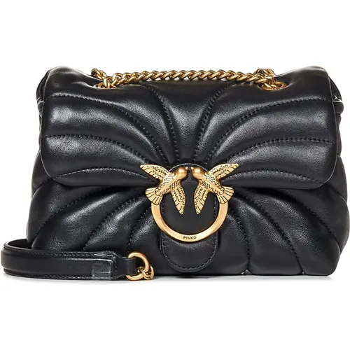 Schwarze Schmetterling Schultertasche , Damen, Größe: ONE Size - pinko - Modalova