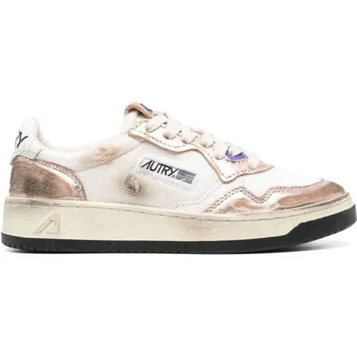 White Pink Vintage Low Top Sneakers , female, Sizes: 3 UK, 6 UK - Autry - Modalova