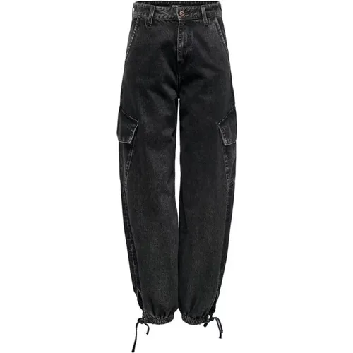 Schwarze einfarbige Jeans mit Reißverschluss und Knopf , Damen, Größe: W29 L32 - Only - Modalova