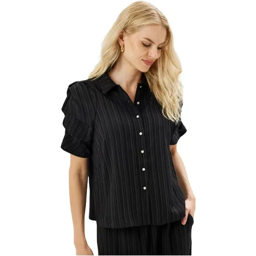 Schwarze Linda Hemd Bluse Kurzarm - IN FRONT - Modalova