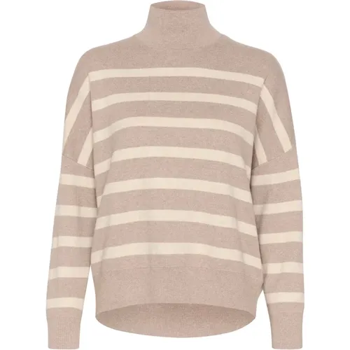 Striped Turtleneck Pullover - Sandy Grey , female, Sizes: M, XS, XL, L, S - InWear - Modalova