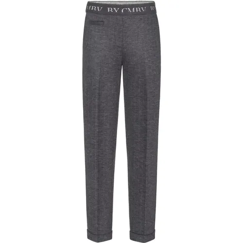 Slim-Fit Dark Grey Kim Trousers , female, Sizes: XL, 3XL, S, L, XS, M, 2XL - CAMBIO - Modalova