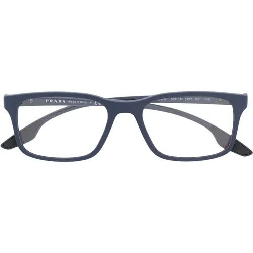 Gläser,Schwarze Optische Brille Linea Rossa Stil - Prada - Modalova