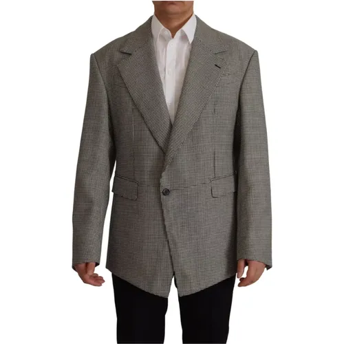 Checkered Wool Blazer , male, Sizes: M - Dolce & Gabbana - Modalova