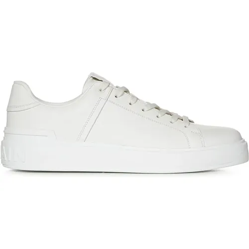 Weiße Ledersneakers mit TPU-Sohle , Herren, Größe: 44 EU - Balmain - Modalova