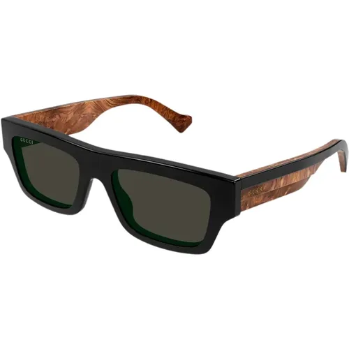 Flat top sunglasses with web temple , male, Sizes: 55 MM - Gucci - Modalova