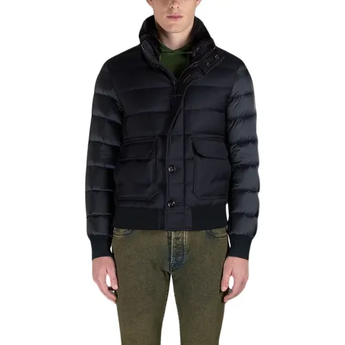 Quilted Down Bomber Jacket with Removable Fur Collar , male, Sizes: S, L, XL, 2XL - Moorer - Modalova