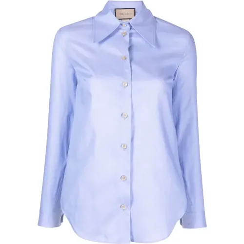 Pointed-collar long-sleeve shirt , female, Sizes: XS, S - Gucci - Modalova
