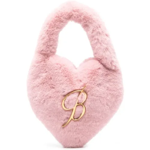 Light Faux-Fur Heart Shape Handbag , female, Sizes: ONE SIZE - Blumarine - Modalova
