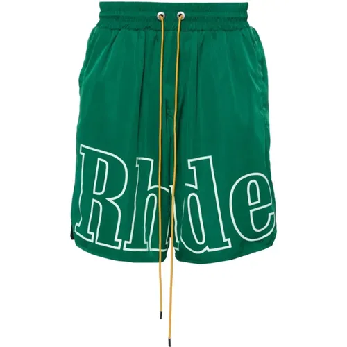 Grüne Logo Print Track Shorts - Rhude - Modalova