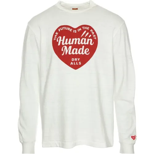 Rundhalsausschnitt Langarm mit Print , Herren, Größe: M - Human Made - Modalova