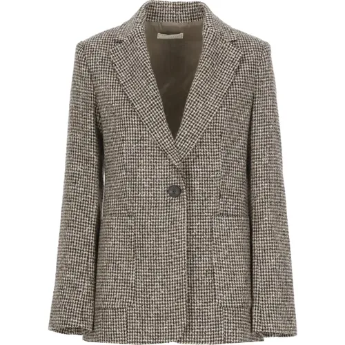 Brauner Woll Alpaka Blazer Frau - Antonelli Firenze - Modalova