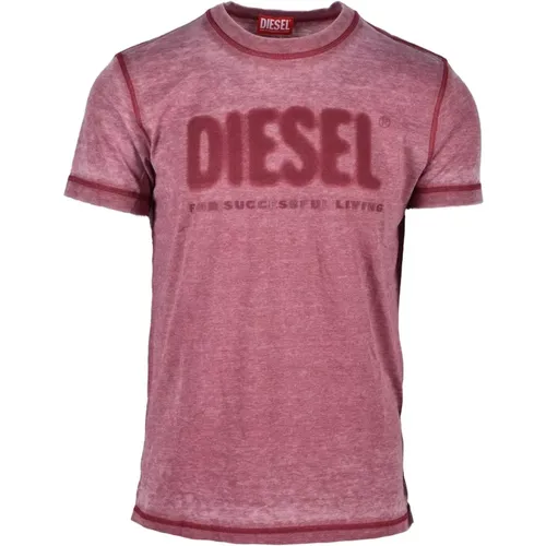 Casual T-Shirt 65% Polyester 35% Baumwolle , Herren, Größe: M - Diesel - Modalova