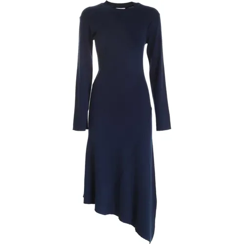 Blaues asymmetrisches Midi-Kleid aus Wollmischung , Damen, Größe: M - Kenzo - Modalova