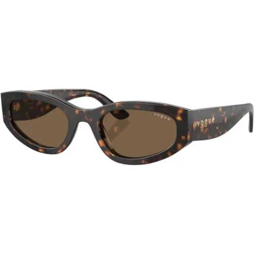 Womens Oval Sunglasses Havana Glossy , female, Sizes: 55 MM - Vogue - Modalova